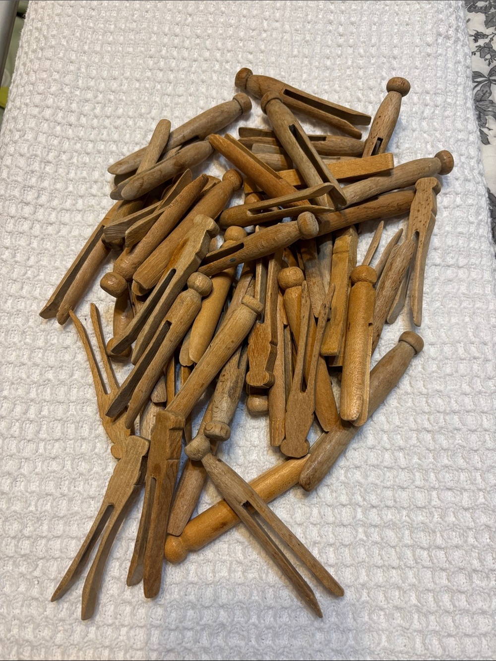Vintage Wooden Clothespins - Natural Brown Tones 52 total pins